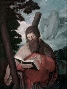 Lucas van Leyden Der heilige Andreas in Halbfigur, vor Landschaft oil painting